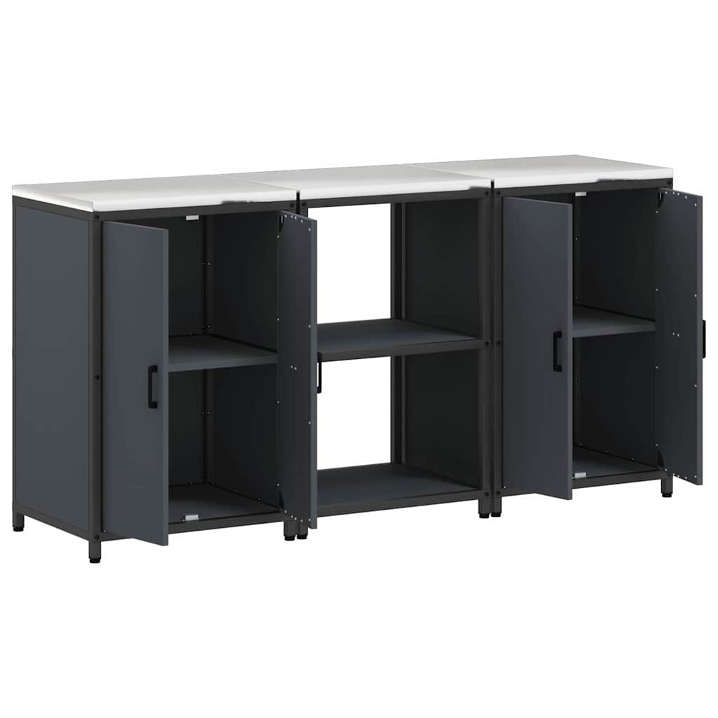 Keukenopslag set met plank 3 pcs Antraciet Koudgewalst staal is nu te koop bij PeponiXL, paradijselijk wonen!