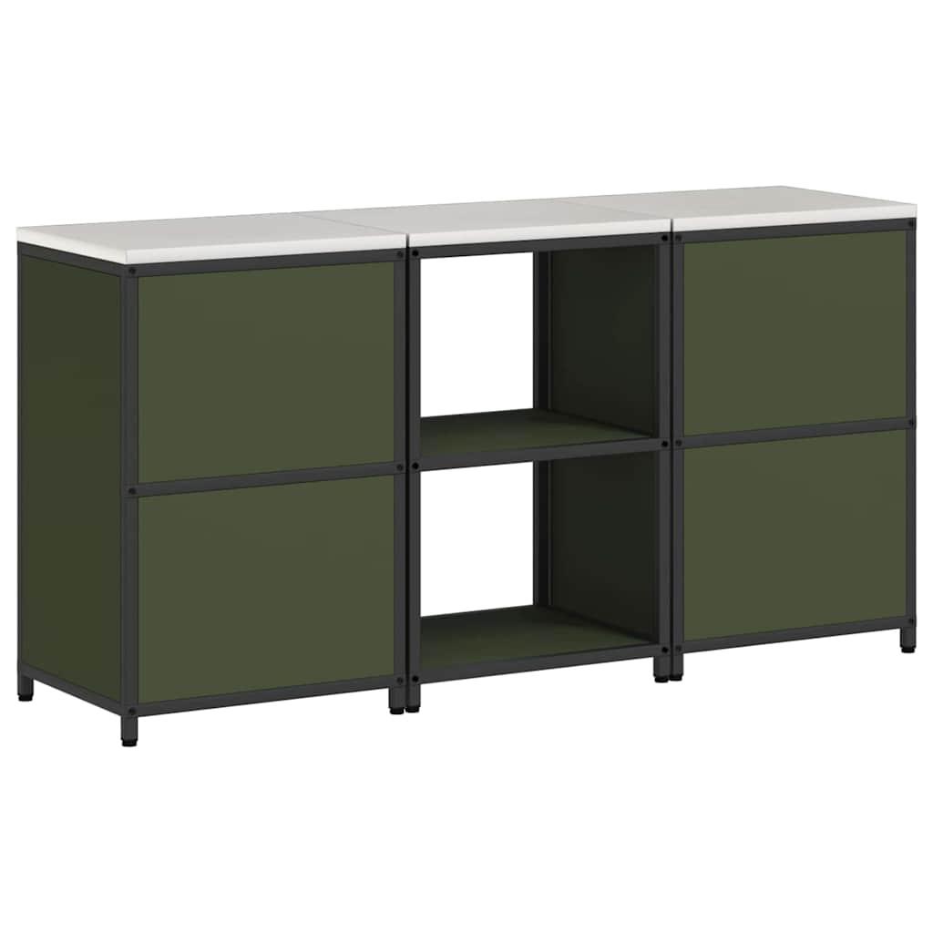 Keukenopslag set met plank 3 pcs Olijf Groen Koudgewalst staal is nu te koop bij PeponiXL, paradijselijk wonen!