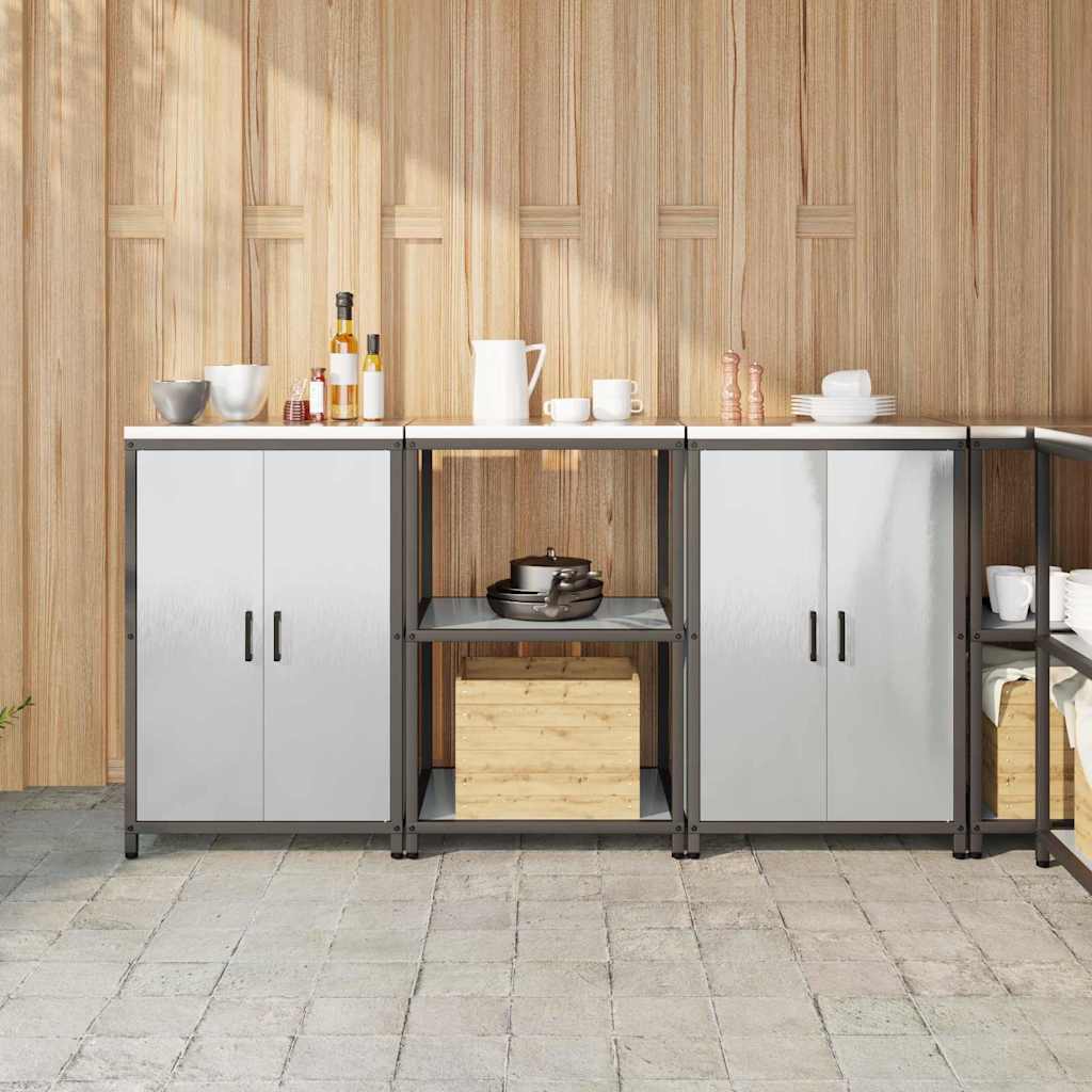 Keukenopslag set met plank 3 pcs Zilver Roestvrij staal is nu te koop bij PeponiXL, paradijselijk wonen!