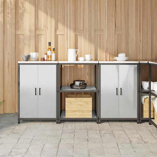 Keukenopslag set met plank 3 pcs Zilver Roestvrij staal is nu te koop bij PeponiXL, paradijselijk wonen!