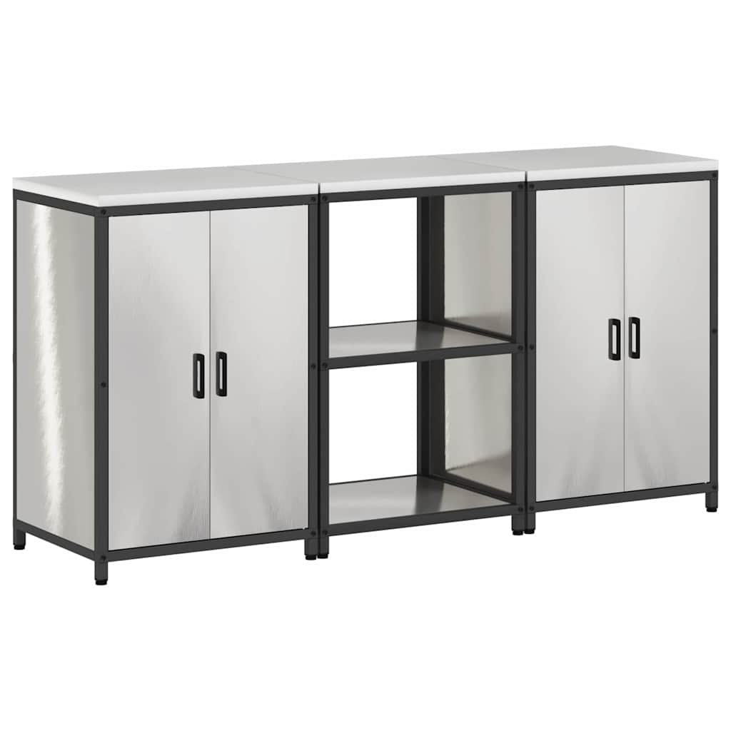 Keukenopslag set met plank 3 pcs Zilver Roestvrij staal is nu te koop bij PeponiXL, paradijselijk wonen!