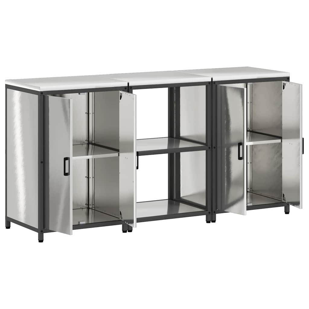 Keukenopslag set met plank 3 pcs Zilver Roestvrij staal is nu te koop bij PeponiXL, paradijselijk wonen!