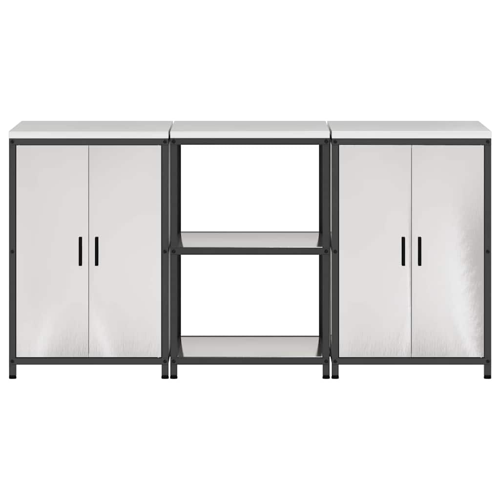Keukenopslag set met plank 3 pcs Zilver Roestvrij staal is nu te koop bij PeponiXL, paradijselijk wonen!
