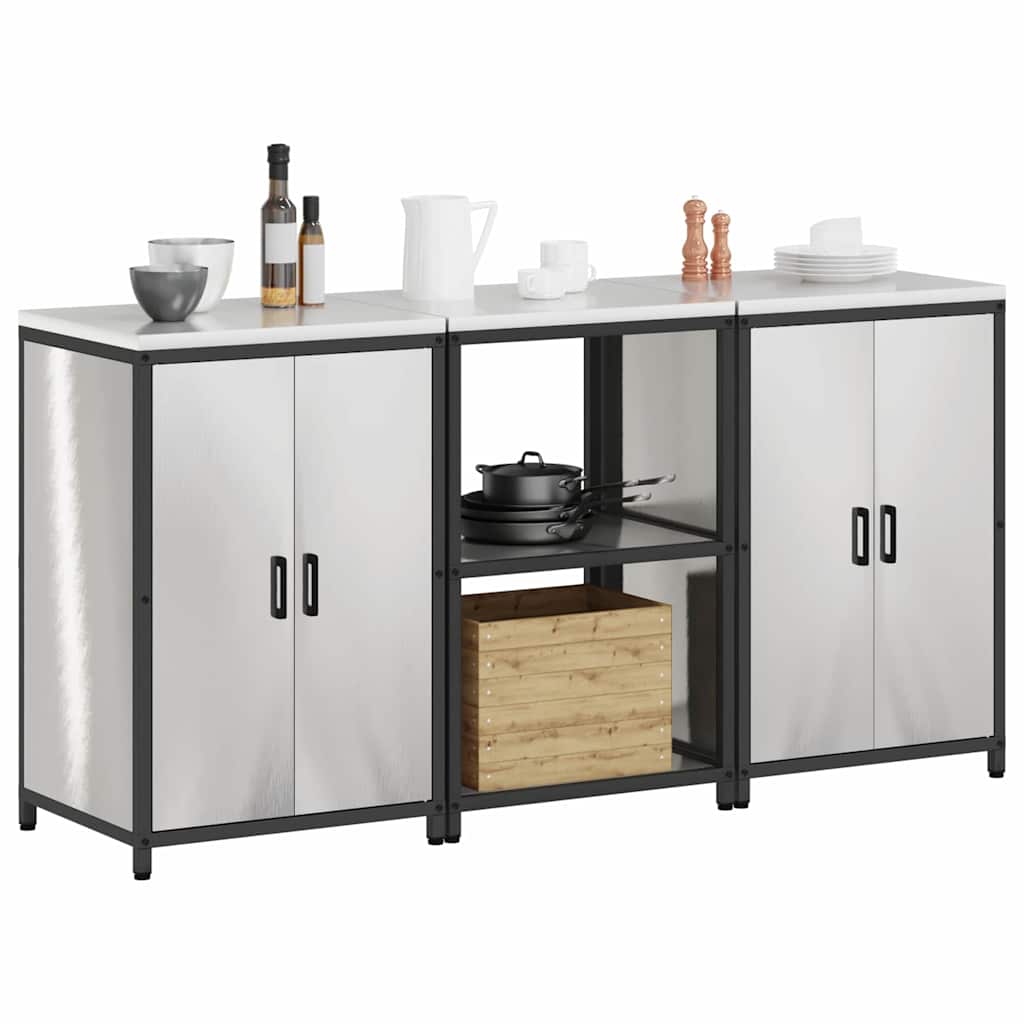Keukenopslag set met plank 3 pcs Zilver Roestvrij staal is nu te koop bij PeponiXL, paradijselijk wonen!