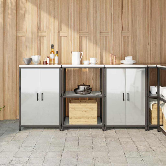 Keukenopslag set met plank 3 pcs Zilver Gegalvaniseerd staal is nu te koop bij PeponiXL, paradijselijk wonen!