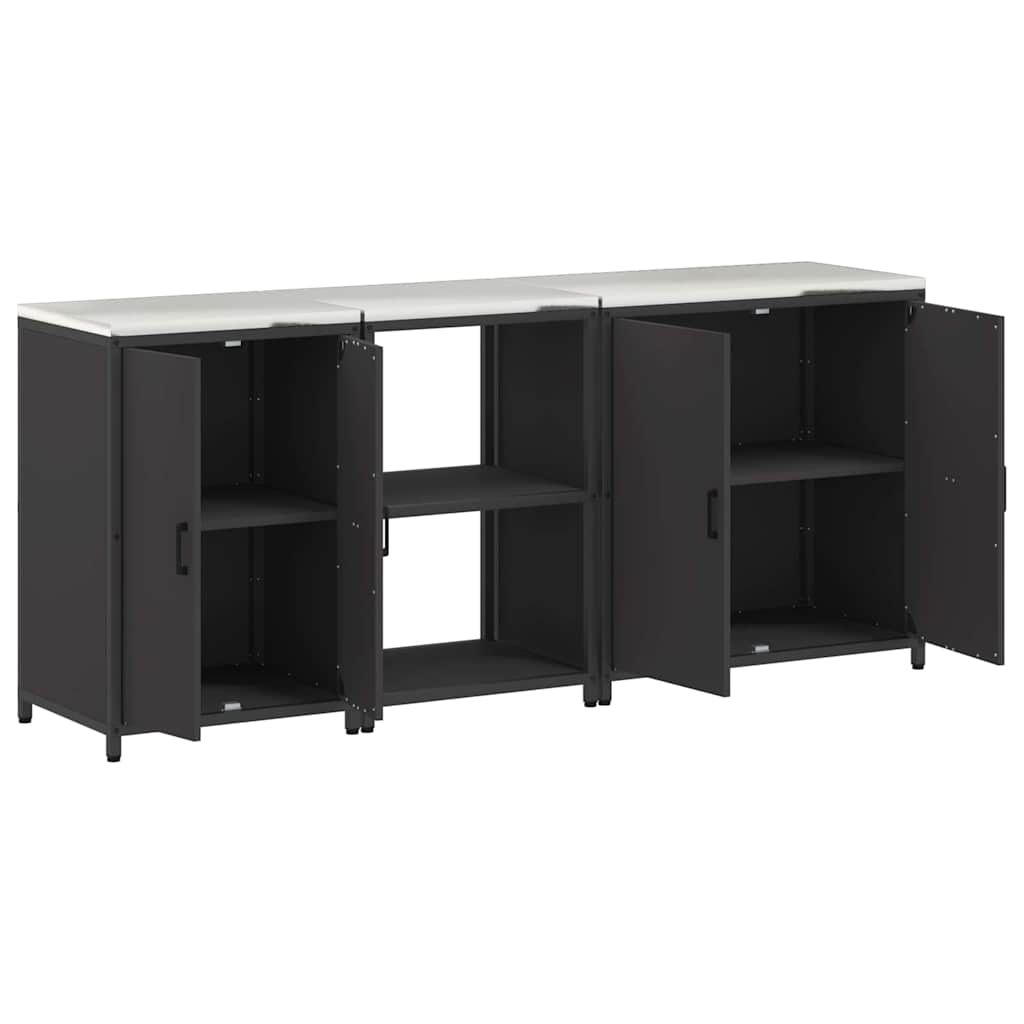 Keukenopslag set met plank 3 pcs Zwart Koudgewalst staal is nu te koop bij PeponiXL, paradijselijk wonen!