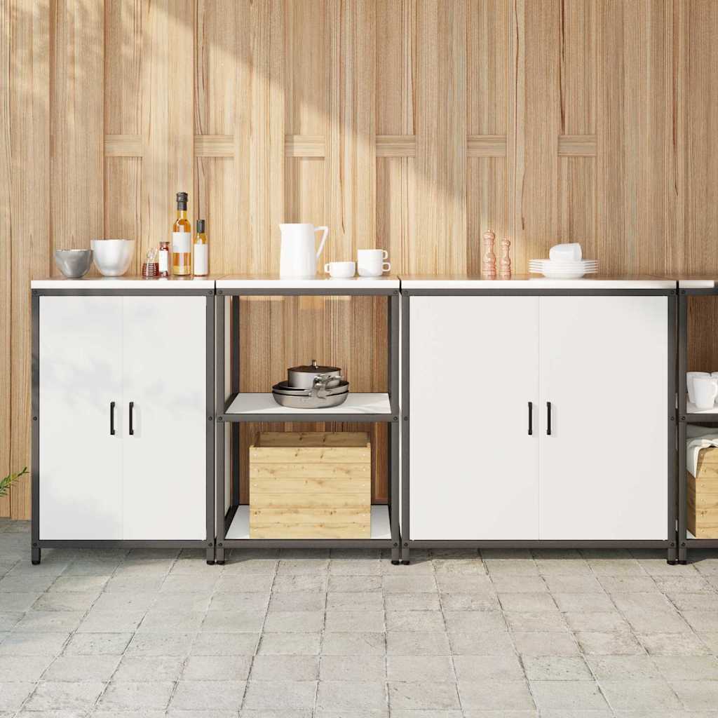 Keukenopslag set met plank 3 pcs Wit Koudgewalst staal is nu te koop bij PeponiXL, paradijselijk wonen!