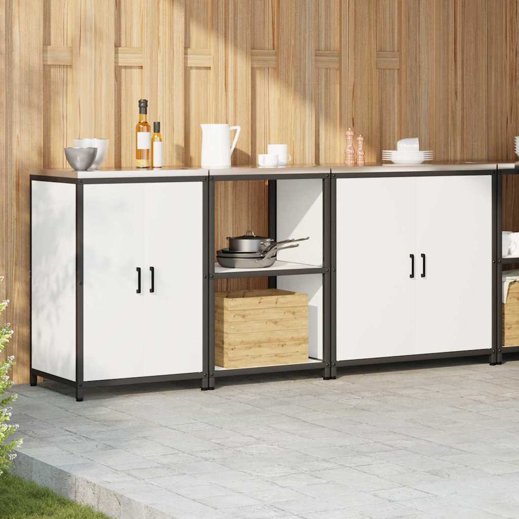 Keukenopslag set met plank 3 pcs Wit Koudgewalst staal is nu te koop bij PeponiXL, paradijselijk wonen!