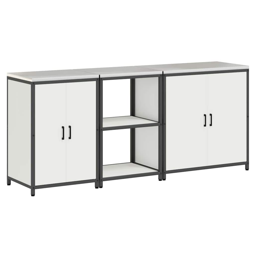 Keukenopslag set met plank 3 pcs Wit Koudgewalst staal is nu te koop bij PeponiXL, paradijselijk wonen!