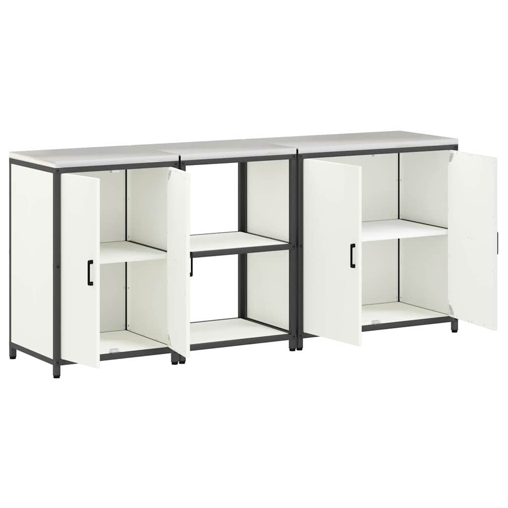 Keukenopslag set met plank 3 pcs Wit Koudgewalst staal is nu te koop bij PeponiXL, paradijselijk wonen!