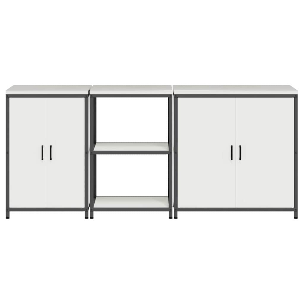 Keukenopslag set met plank 3 pcs Wit Koudgewalst staal is nu te koop bij PeponiXL, paradijselijk wonen!