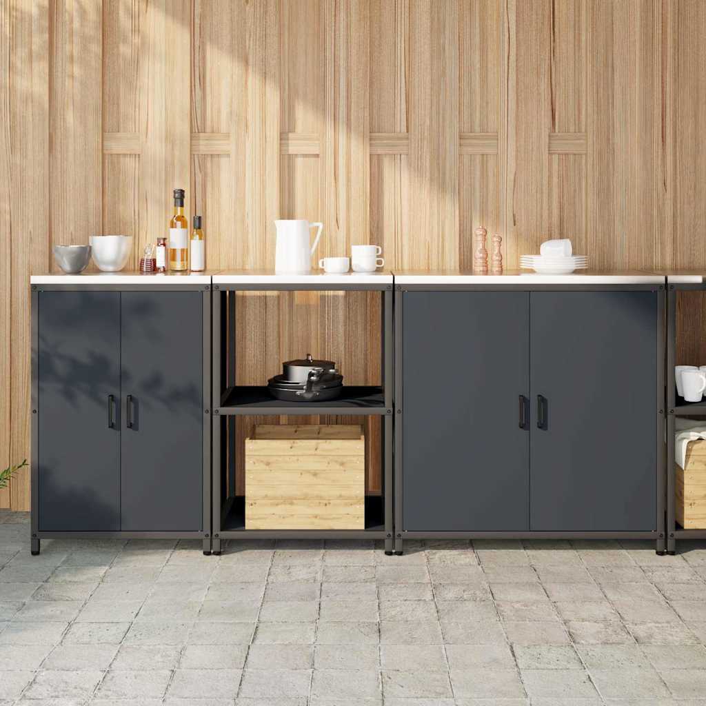 Keukenopslag set met plank 3 pcs Antraciet Koudgewalst staal is nu te koop bij PeponiXL, paradijselijk wonen!