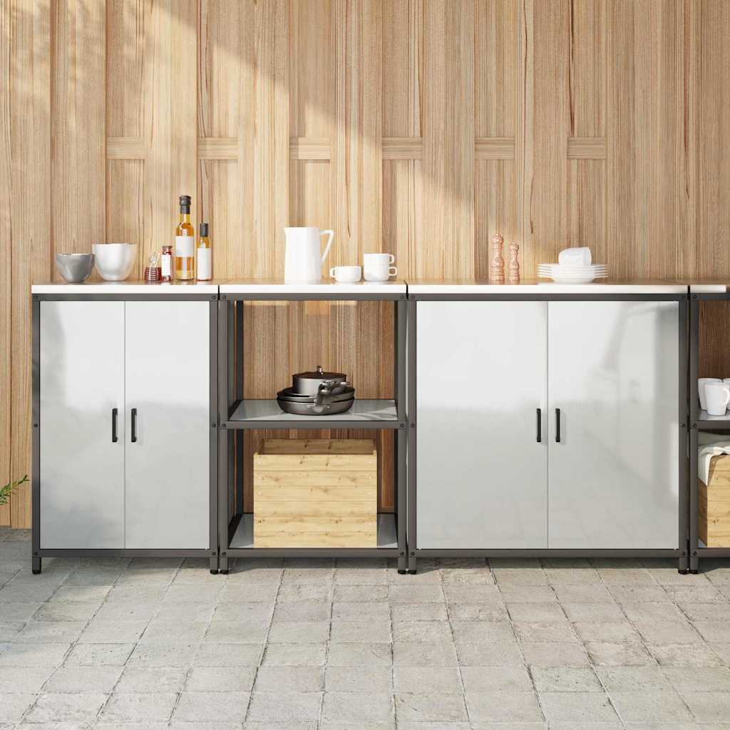 Keukenopslag set met plank 3 pcs Zilver Gegalvaniseerd staal is nu te koop bij PeponiXL, paradijselijk wonen!
