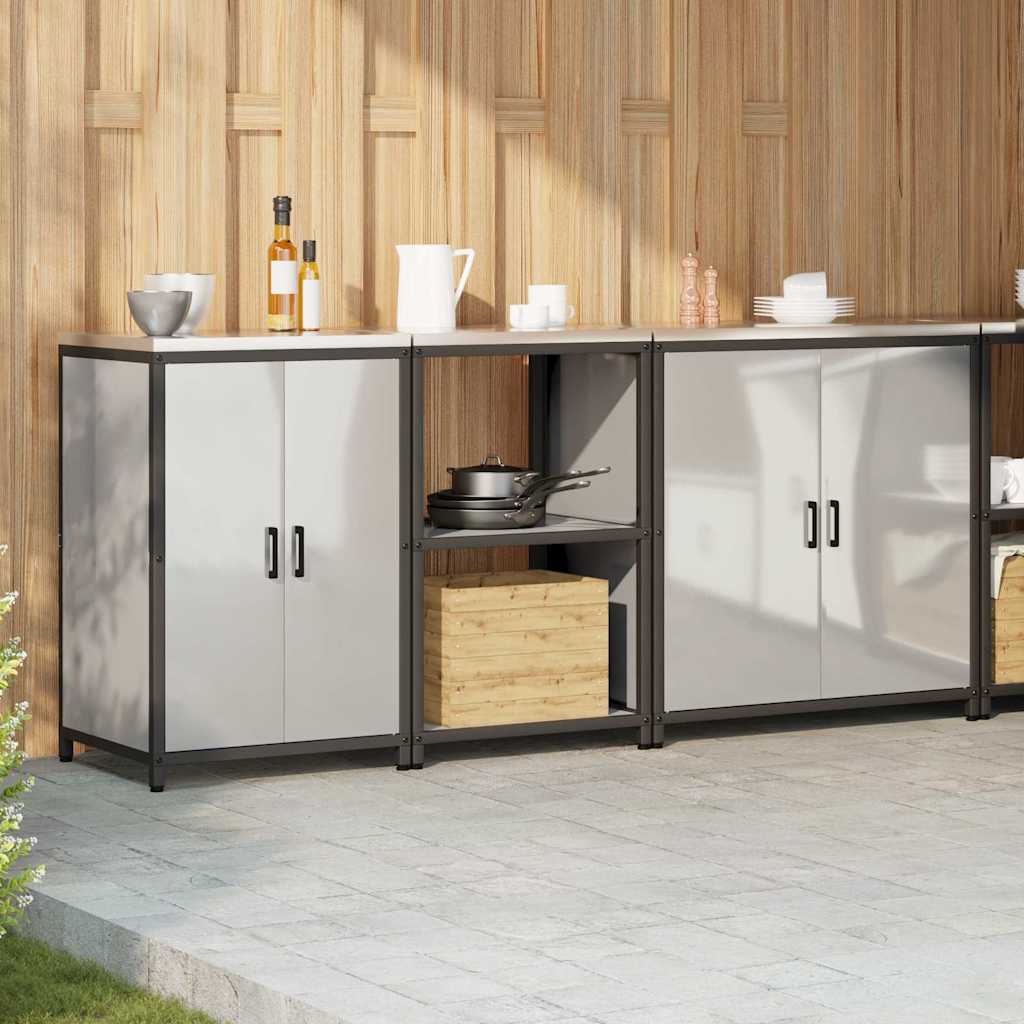 Keukenopslag set met plank 3 pcs Zilver Gegalvaniseerd staal is nu te koop bij PeponiXL, paradijselijk wonen!
