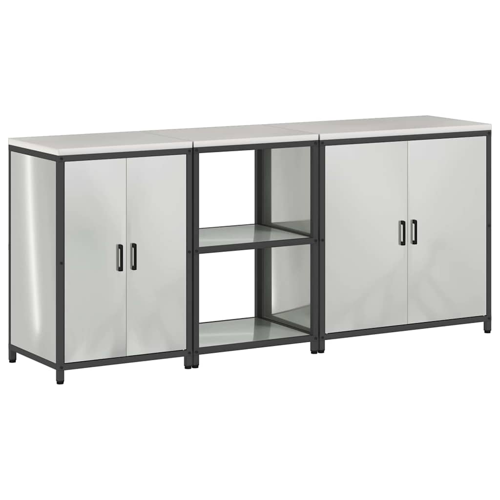 Keukenopslag set met plank 3 pcs Zilver Gegalvaniseerd staal is nu te koop bij PeponiXL, paradijselijk wonen!