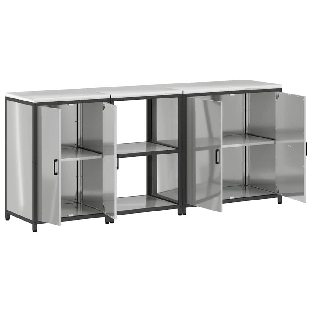 Keukenopslag set met plank 3 pcs Zilver Gegalvaniseerd staal is nu te koop bij PeponiXL, paradijselijk wonen!