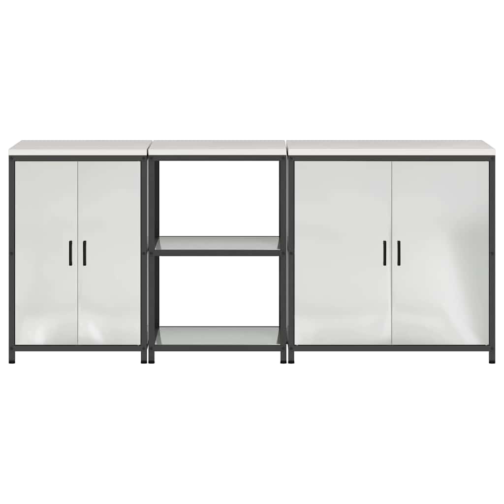 Keukenopslag set met plank 3 pcs Zilver Gegalvaniseerd staal is nu te koop bij PeponiXL, paradijselijk wonen!