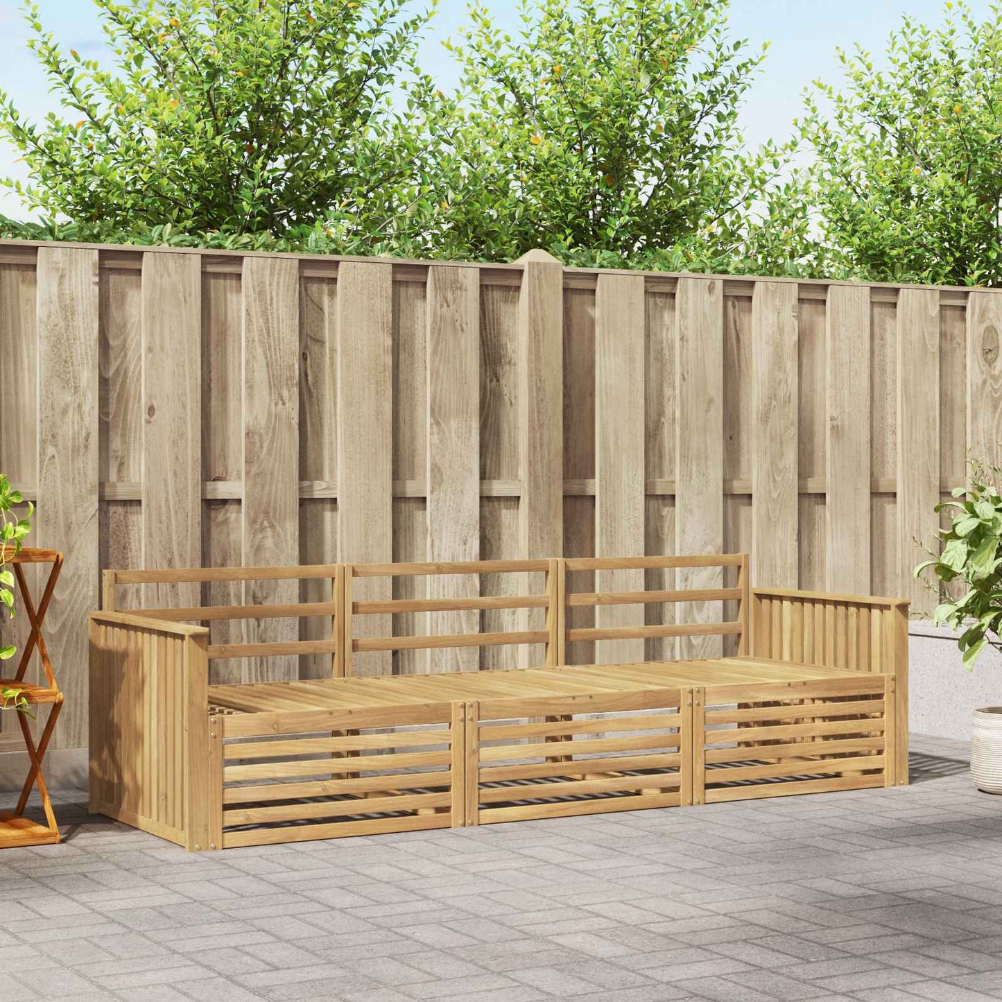 Buiten bankenset 3 pcs Wit Massief Acaciahout