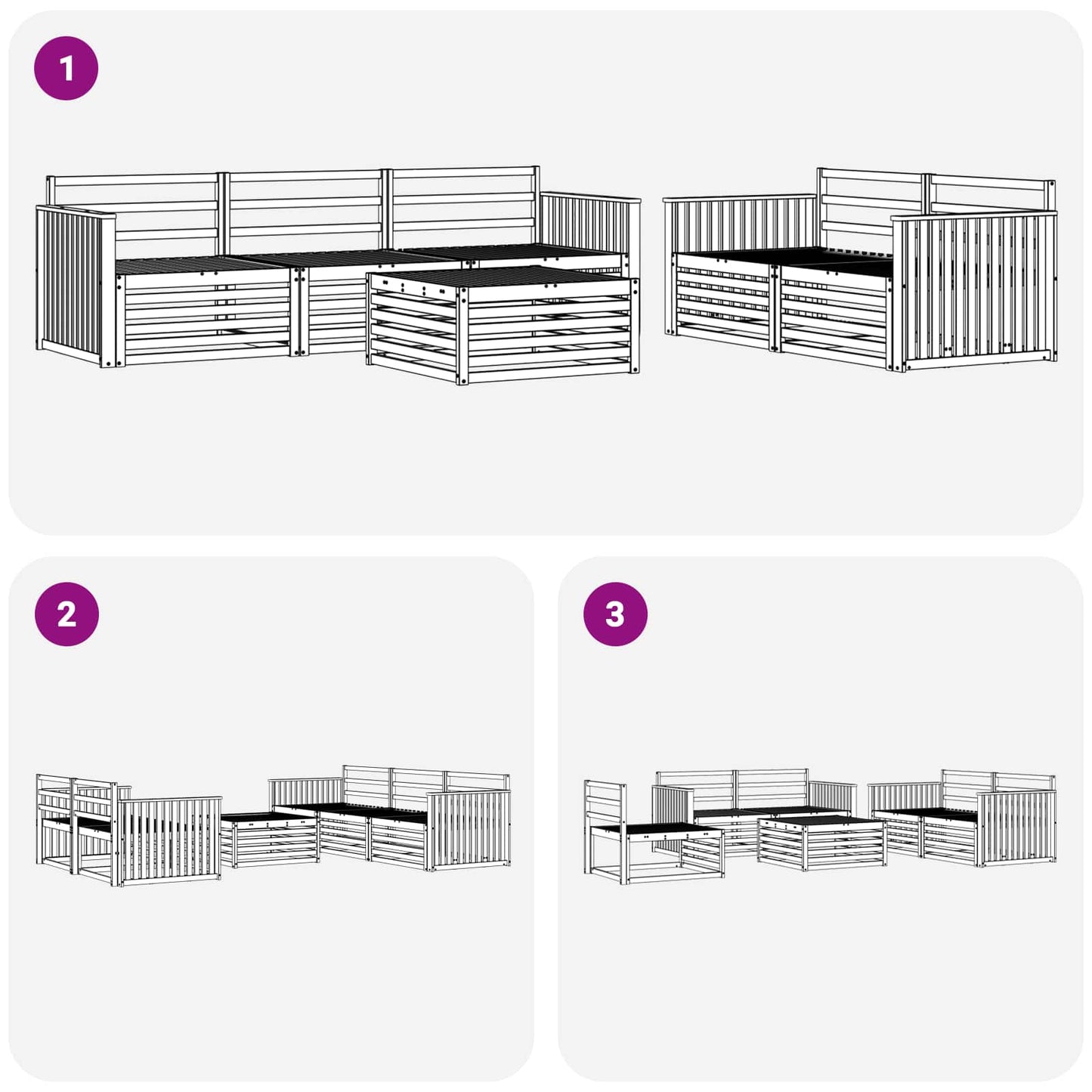 Buiten bankenset 6 pcs Wit
