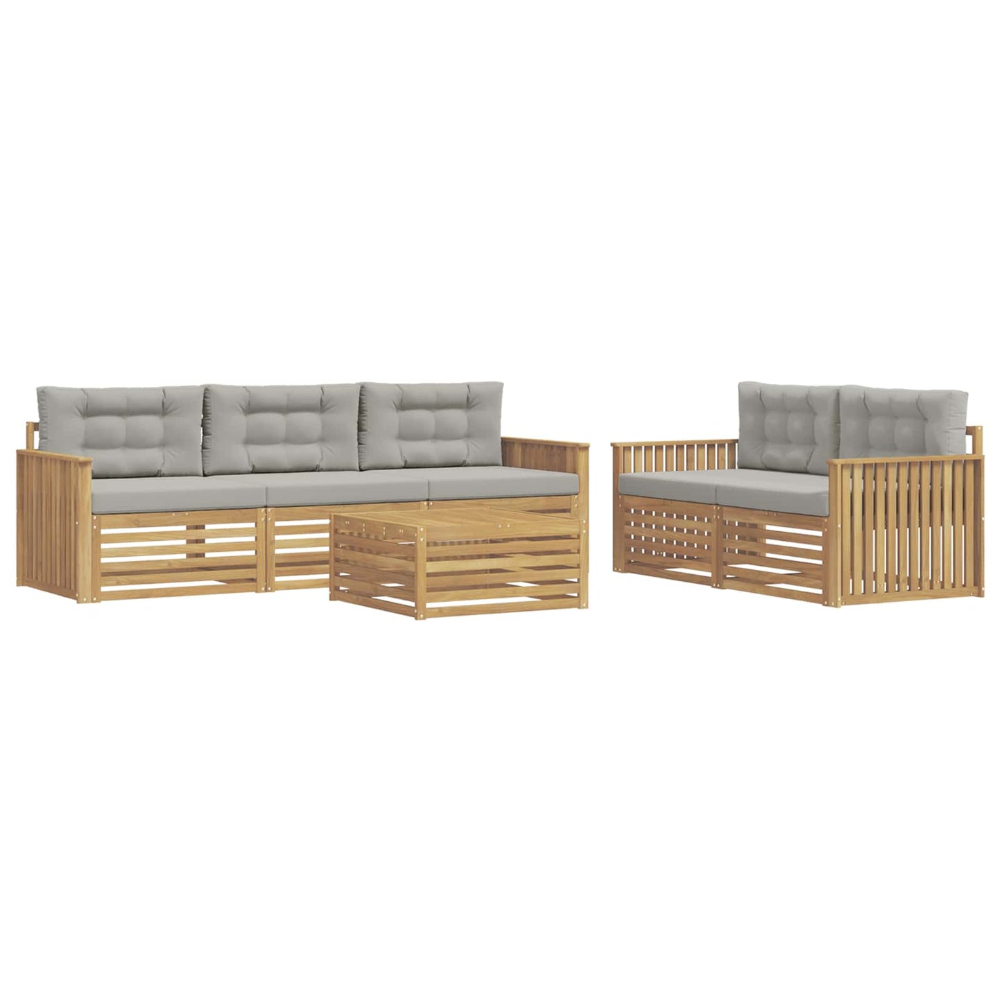 Buiten bankenset 6 pcs Wit en Lichtgrijs