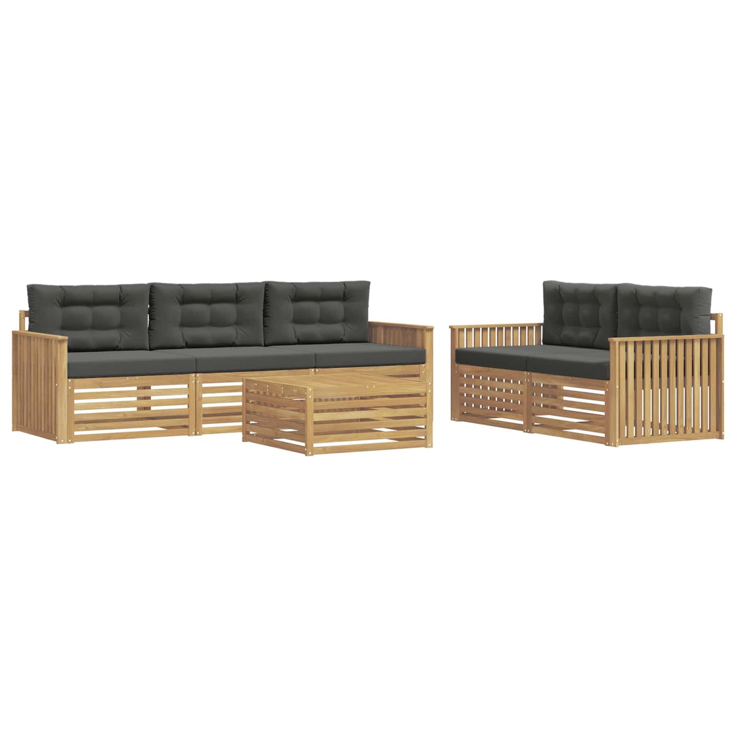 Buiten bankenset 6 pcs Wit en antracietkleurig