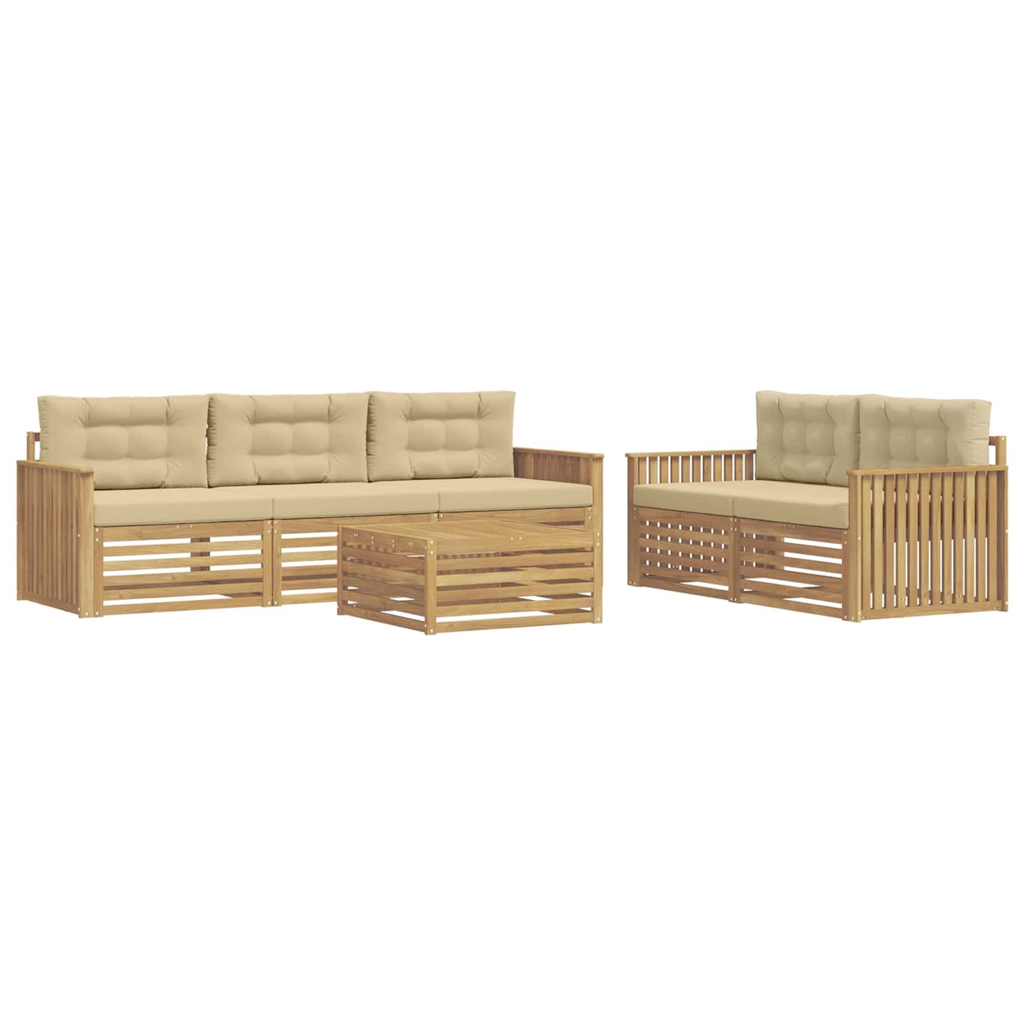 Buiten bankenset 6 pcs Wit en Beige