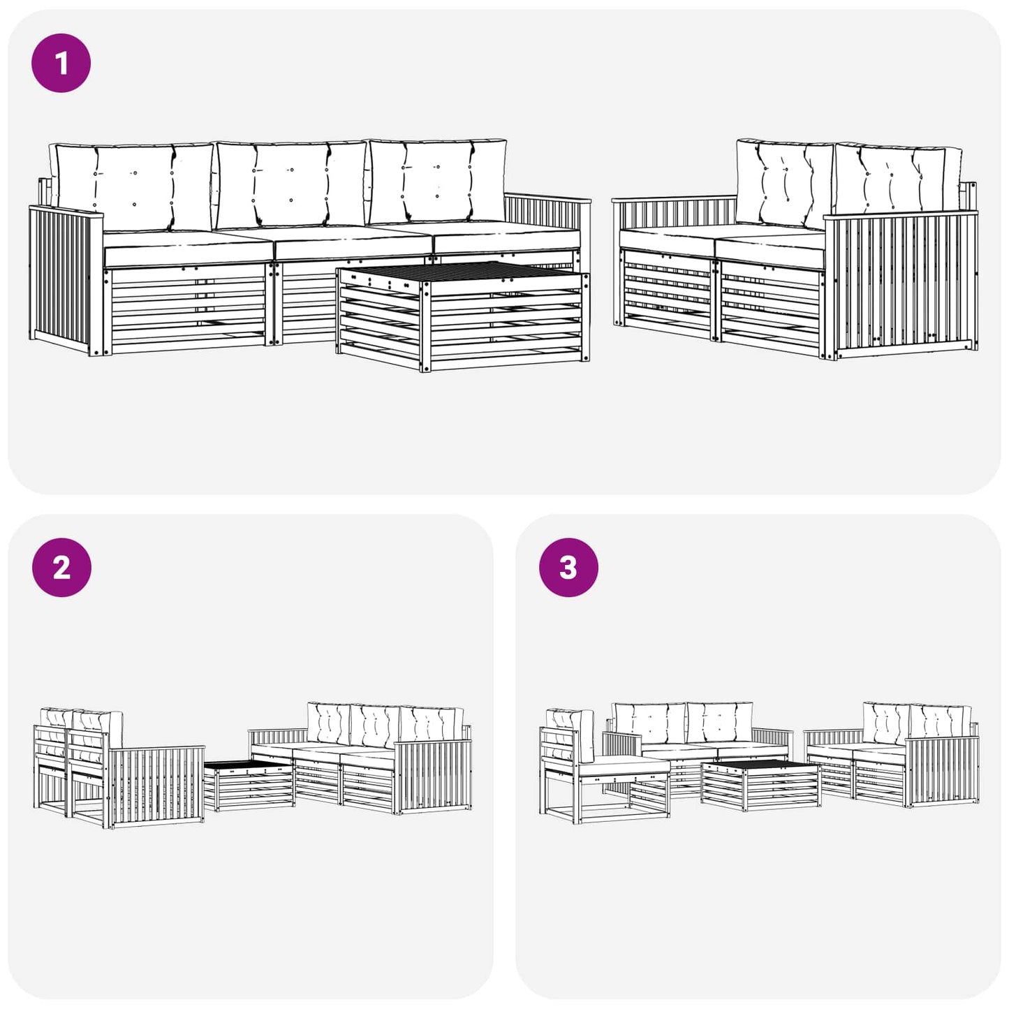 Buiten bankenset 6 pcs Wit en Beige
