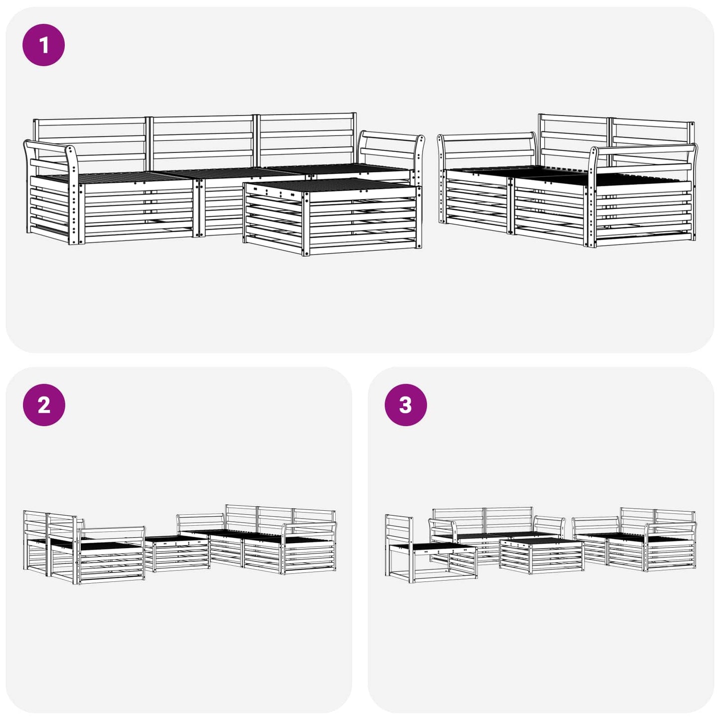 Buiten bankenset 6 pcs Wit