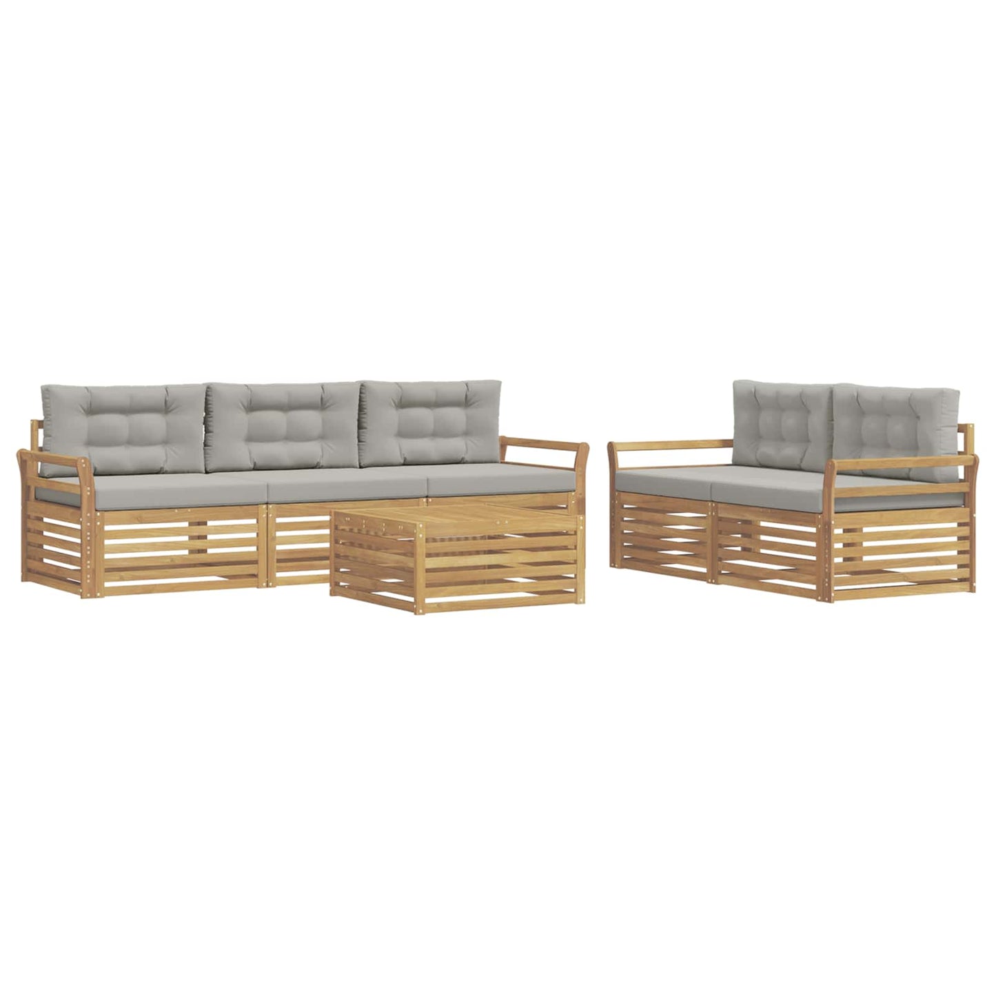 Buiten bankenset 6 pcs Wit en Lichtgrijs