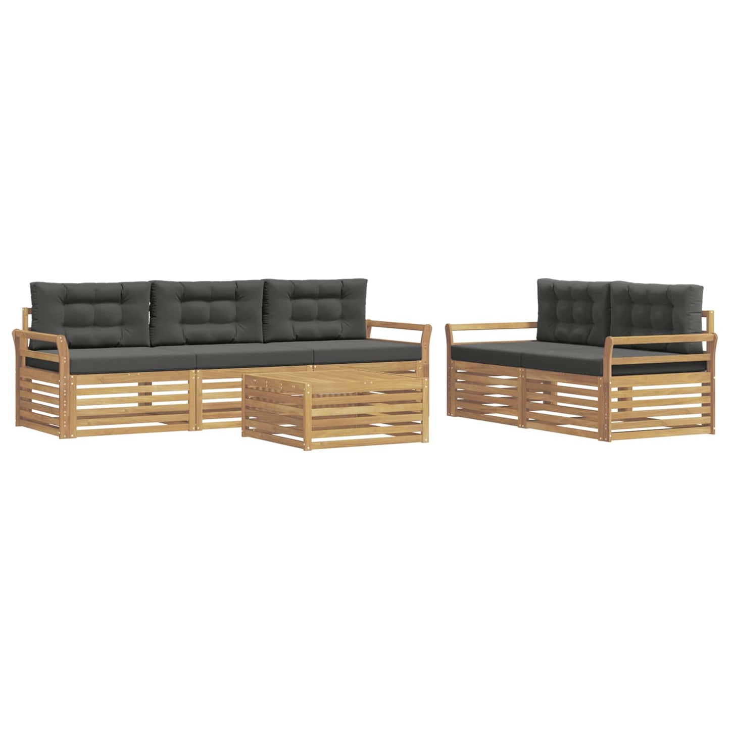 Buiten bankenset 6 pcs Wit en antracietkleurig
