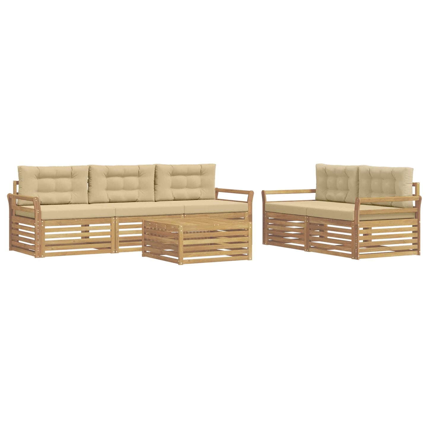Buiten bankenset 6 pcs Wit en Beige