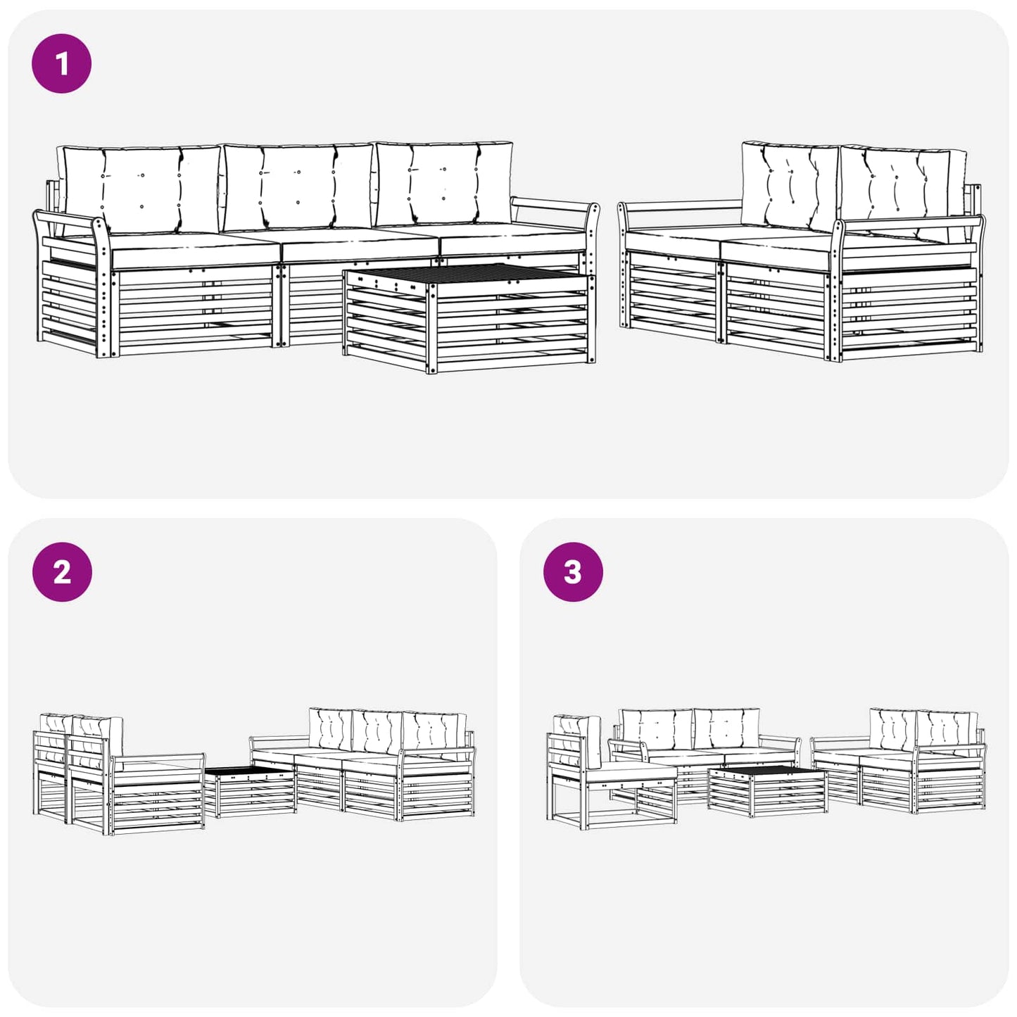 Buiten bankenset 6 pcs Wit en Beige