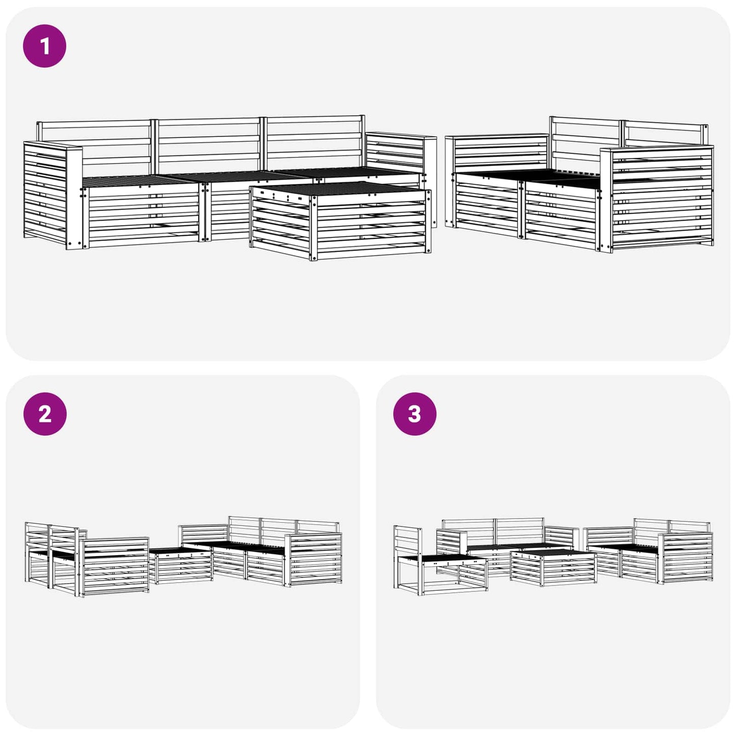 Buiten bankenset 6 pcs Wit