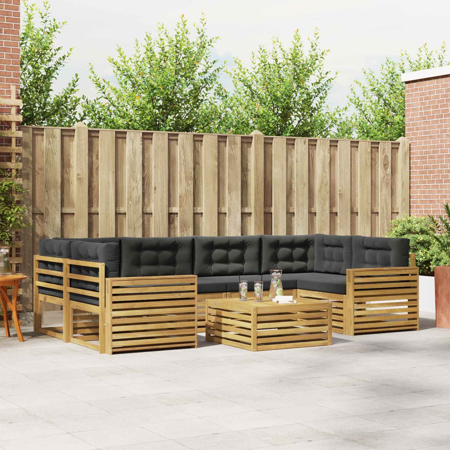 Buiten bankenset 7 pcs Wit en antracietkleurig