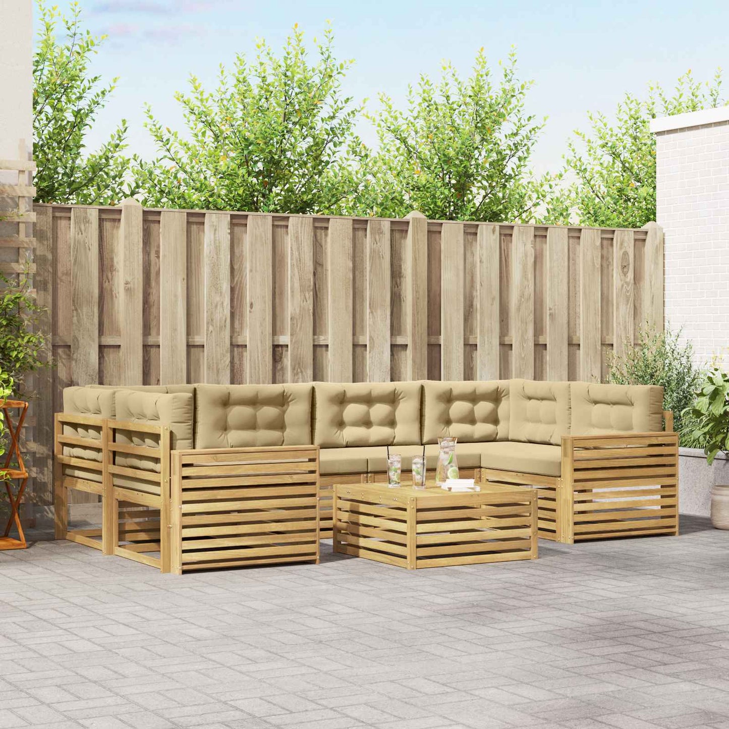 Buiten bankenset 7 pcs Wit en Beige