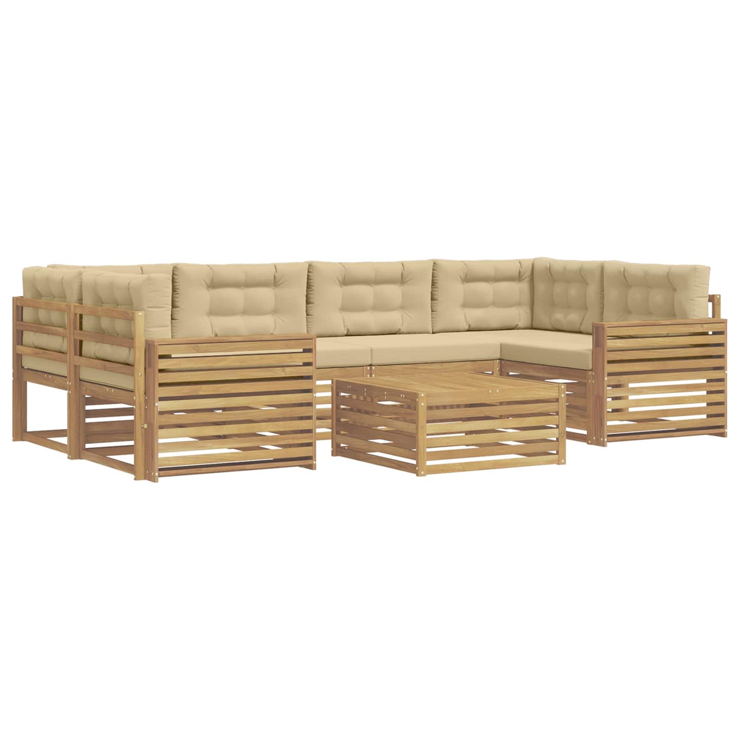 Buiten bankenset 7 pcs Wit en Beige
