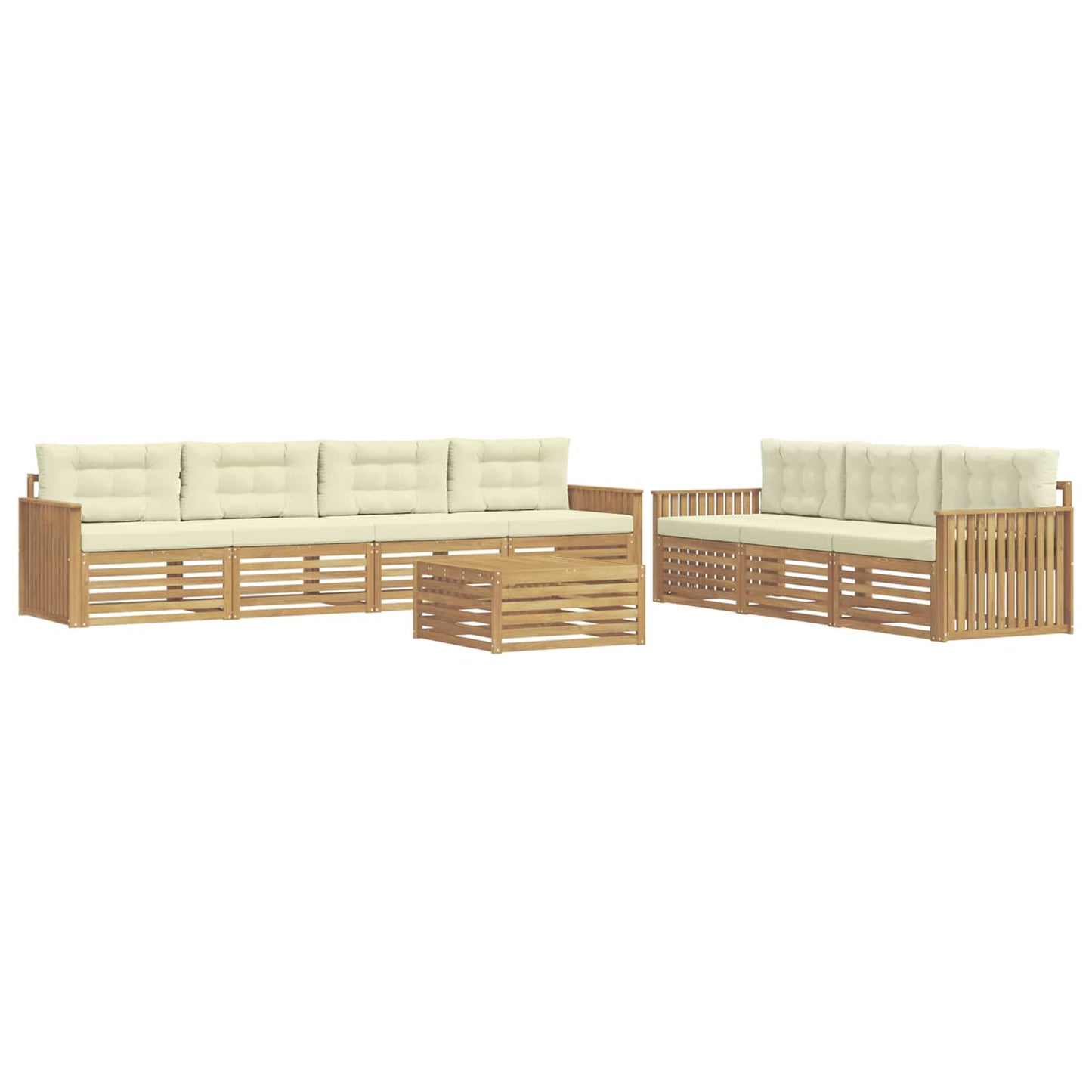 Buiten bankenset 8 pcs Wit en crèmekleurig