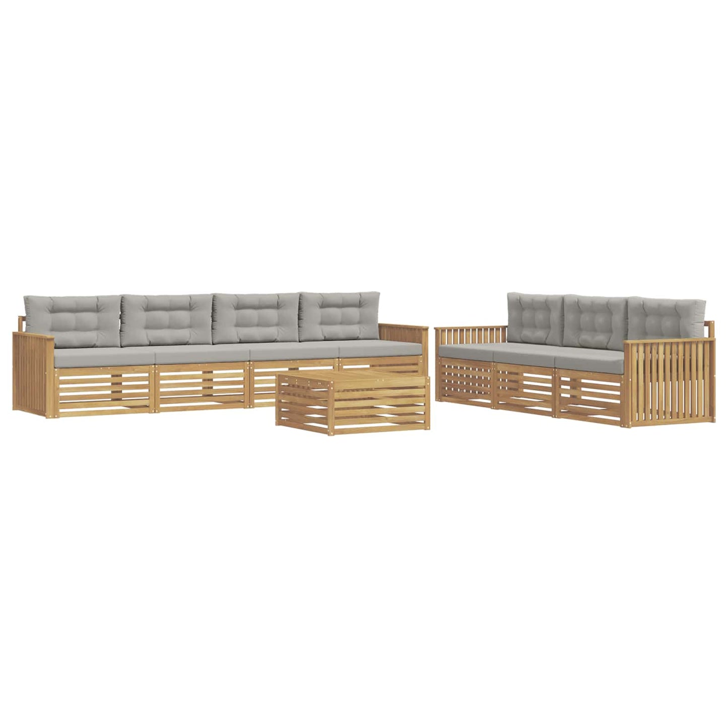 Buiten bankenset 8 pcs Wit en Lichtgrijs