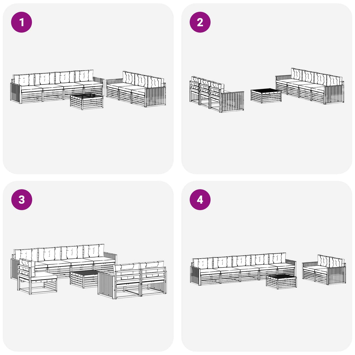 Buiten bankenset 8 pcs Wit en antracietkleurig
