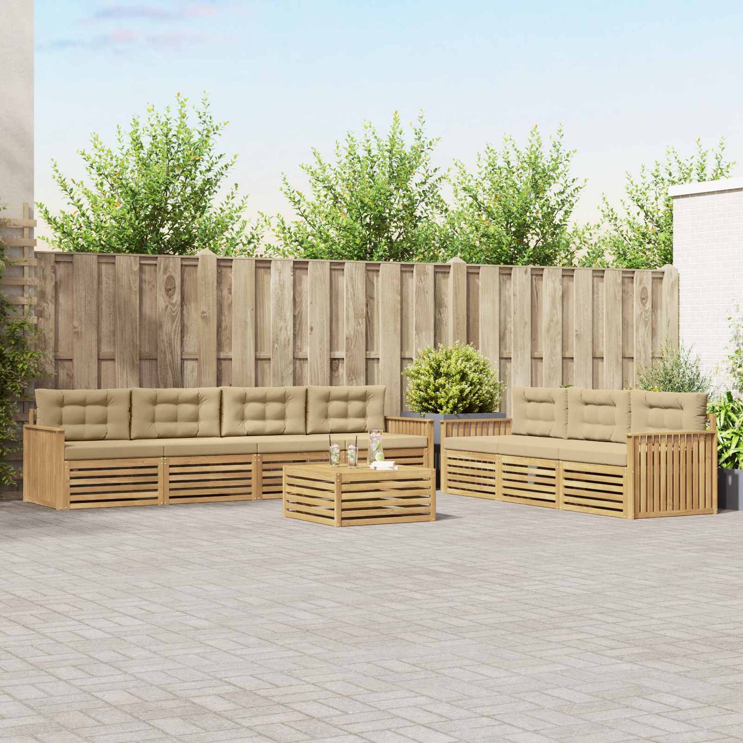 Buiten bankenset 8 pcs Wit en Beige