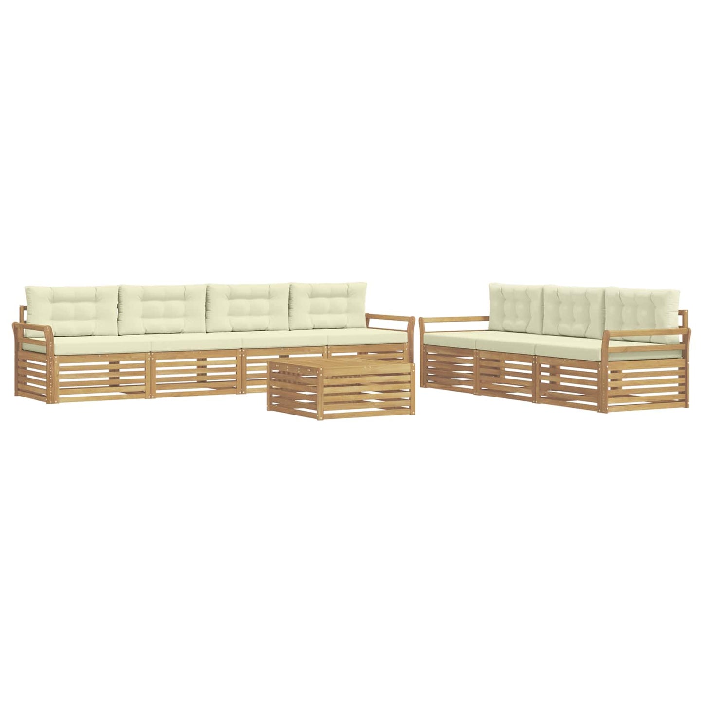 Buiten bankenset 8 pcs Wit en crèmekleurig