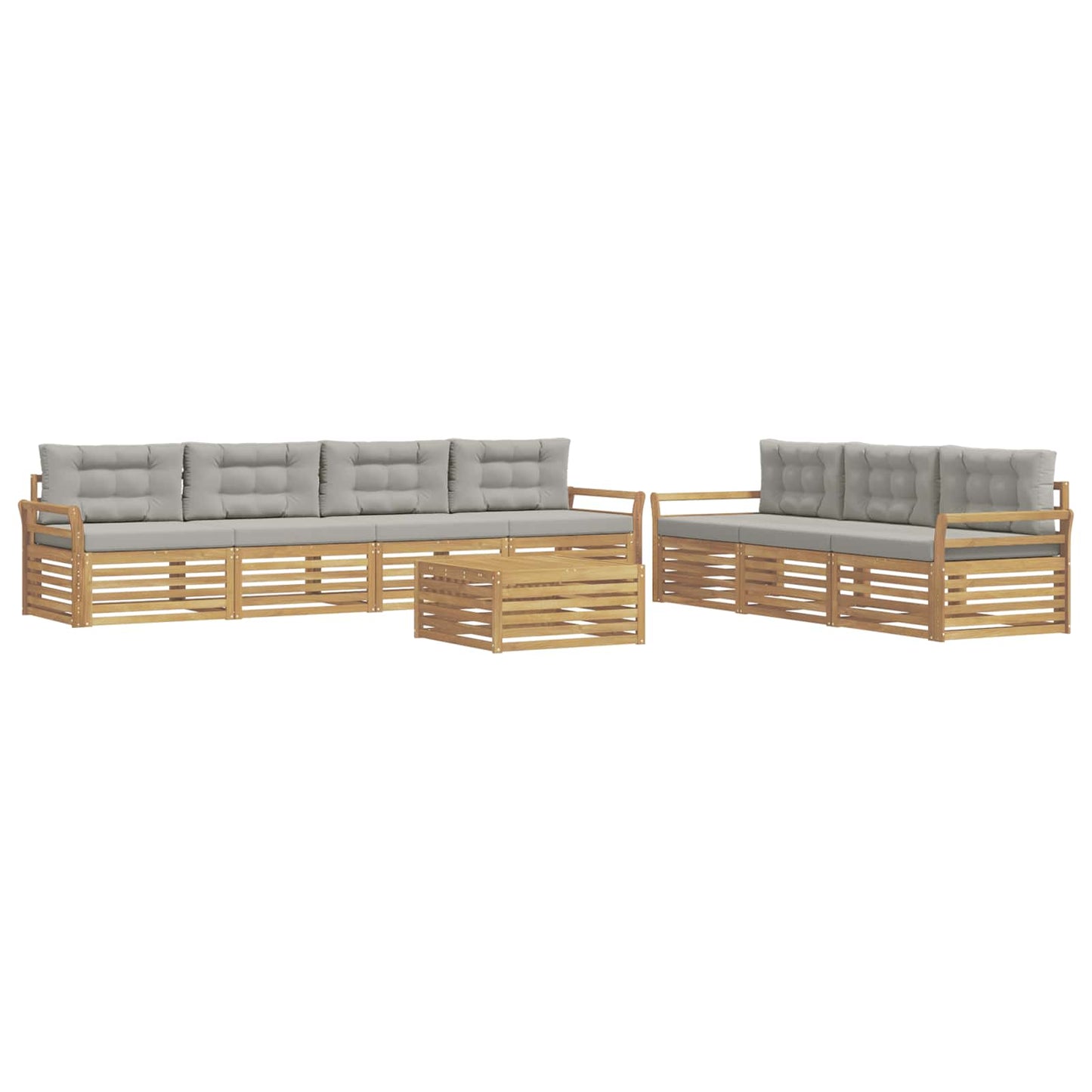 Buiten bankenset 8 pcs Wit en Lichtgrijs