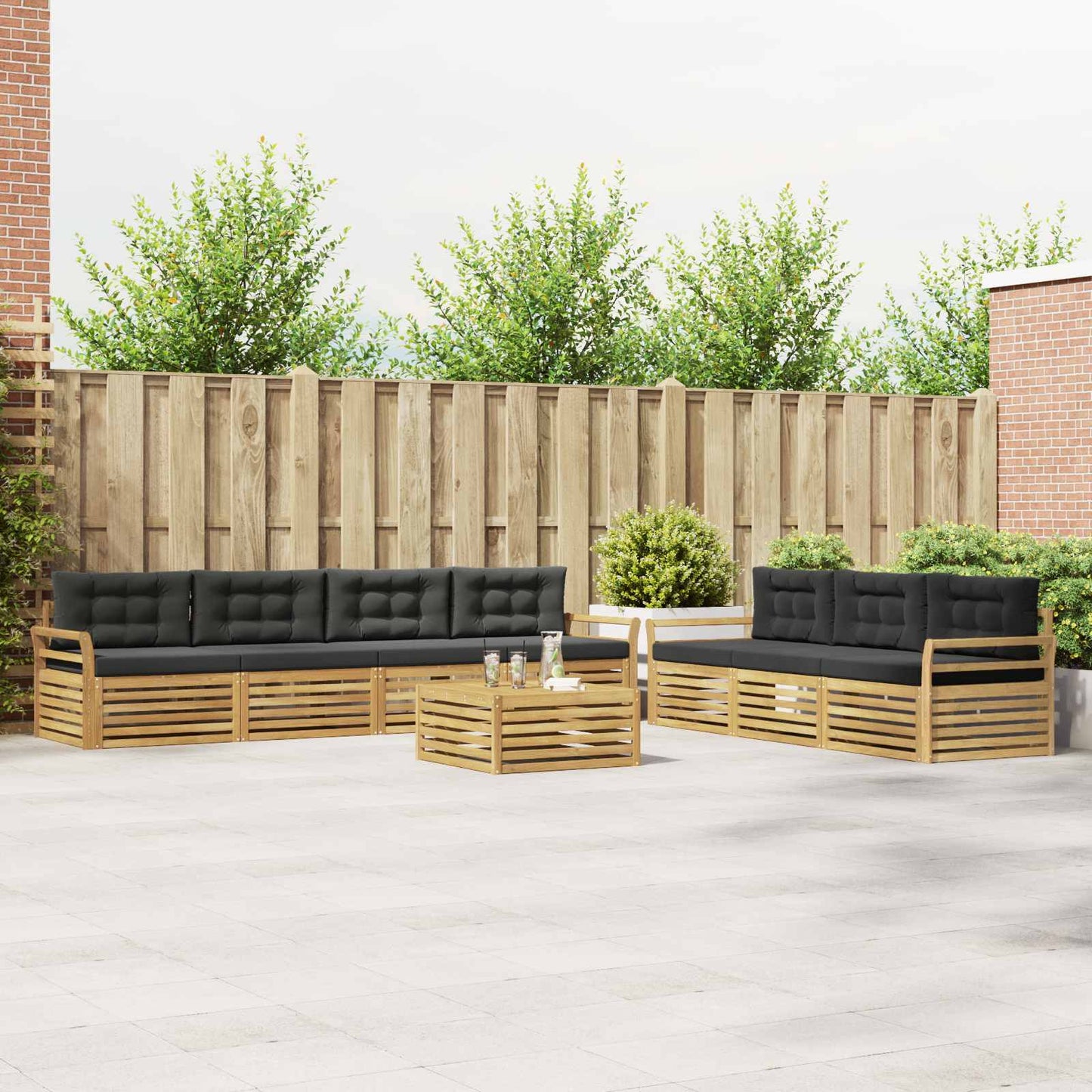 Buiten bankenset 8 pcs Wit en antracietkleurig