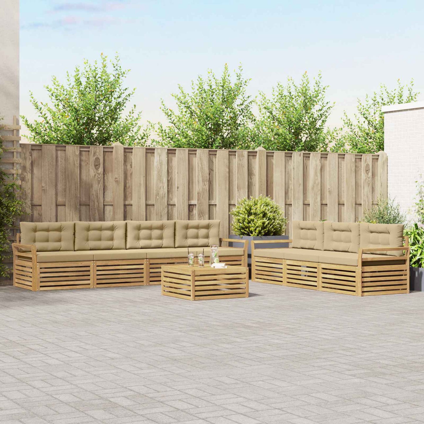 Buiten bankenset 8 pcs Wit en Beige