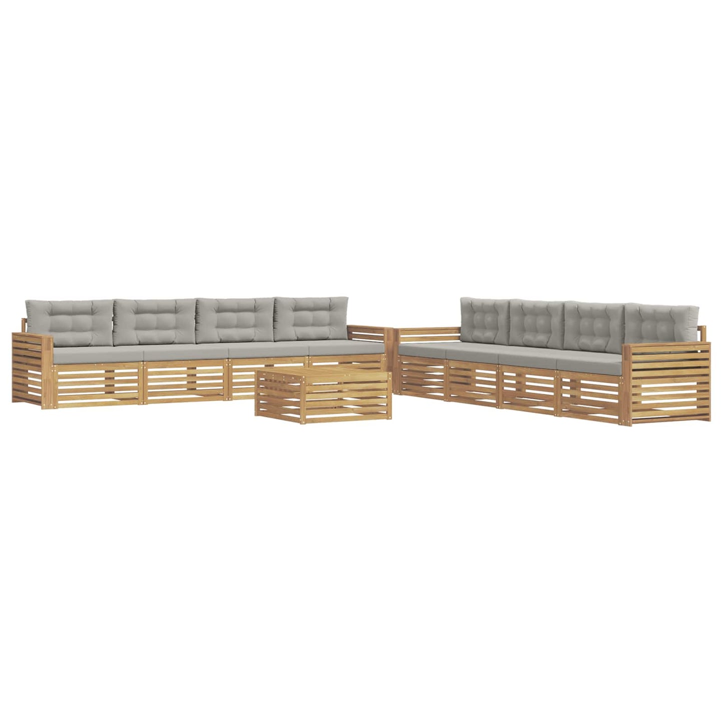 Buiten bankenset 9 pcs Wit en Lichtgrijs