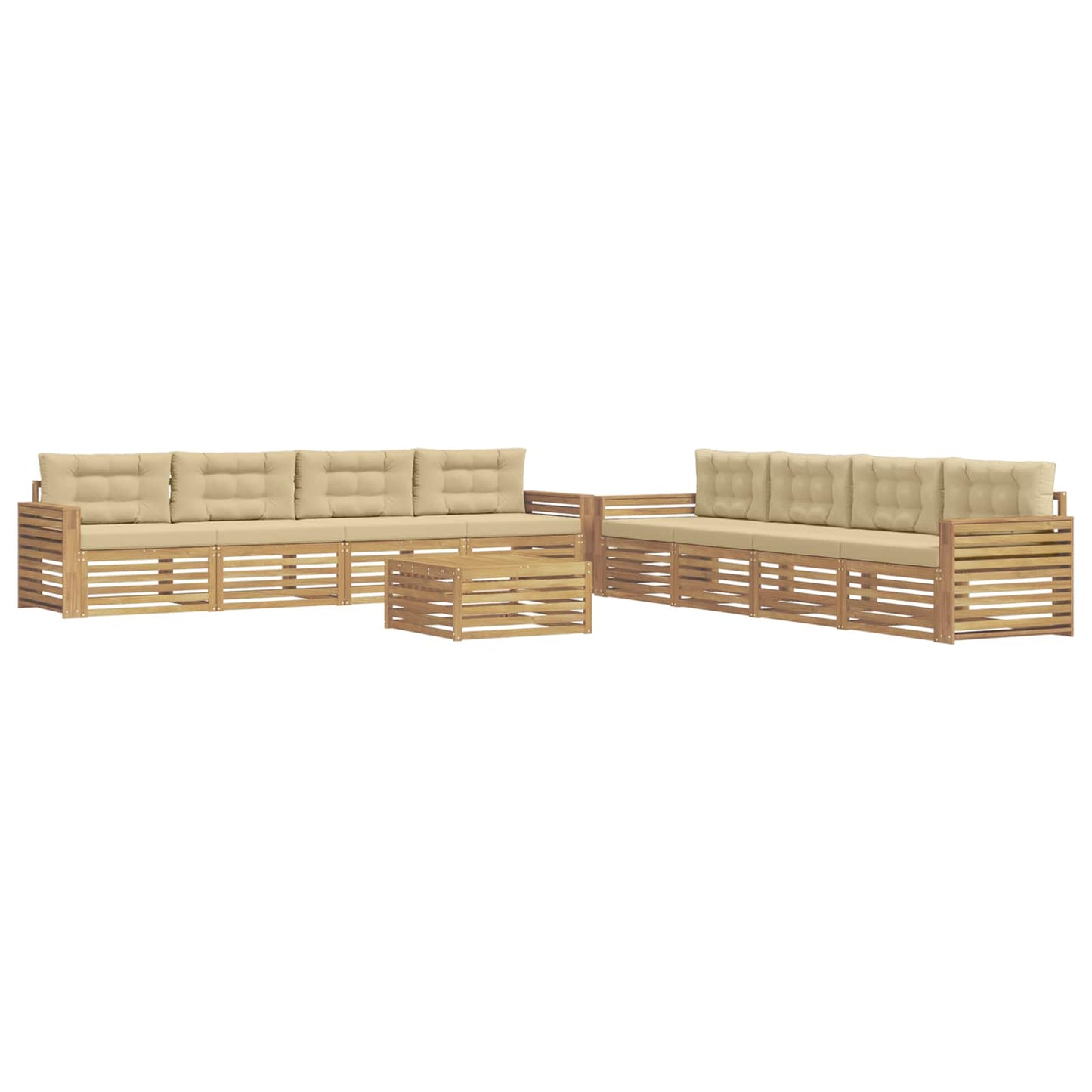 Buiten bankenset 9 pcs Wit en Beige