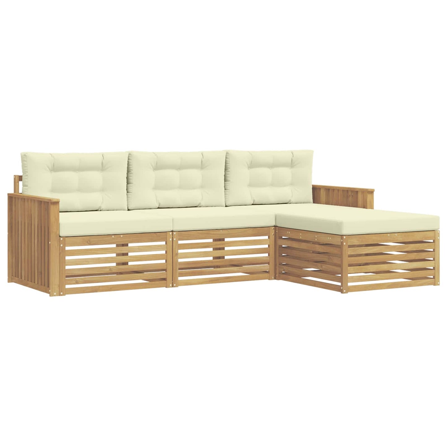 Buiten bankenset 4 pcs Wit en crèmekleurig