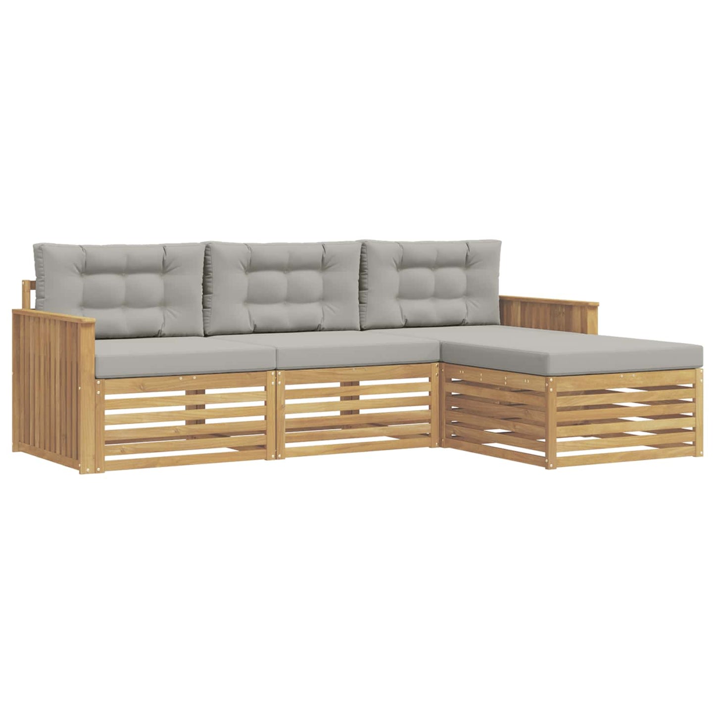 Buiten bankenset 4 pcs Wit en Lichtgrijs