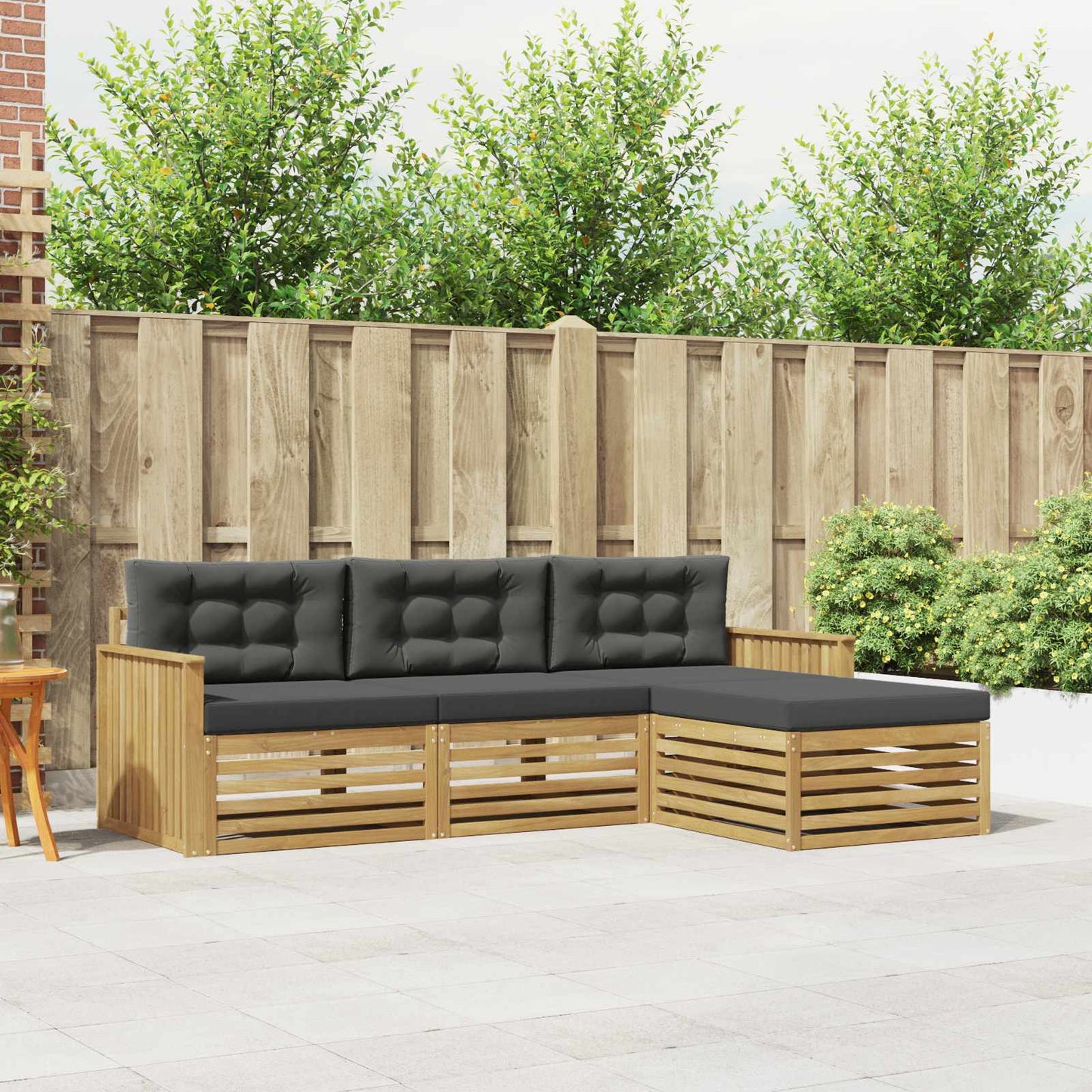Buiten bankenset 4 pcs Wit en antracietkleurig