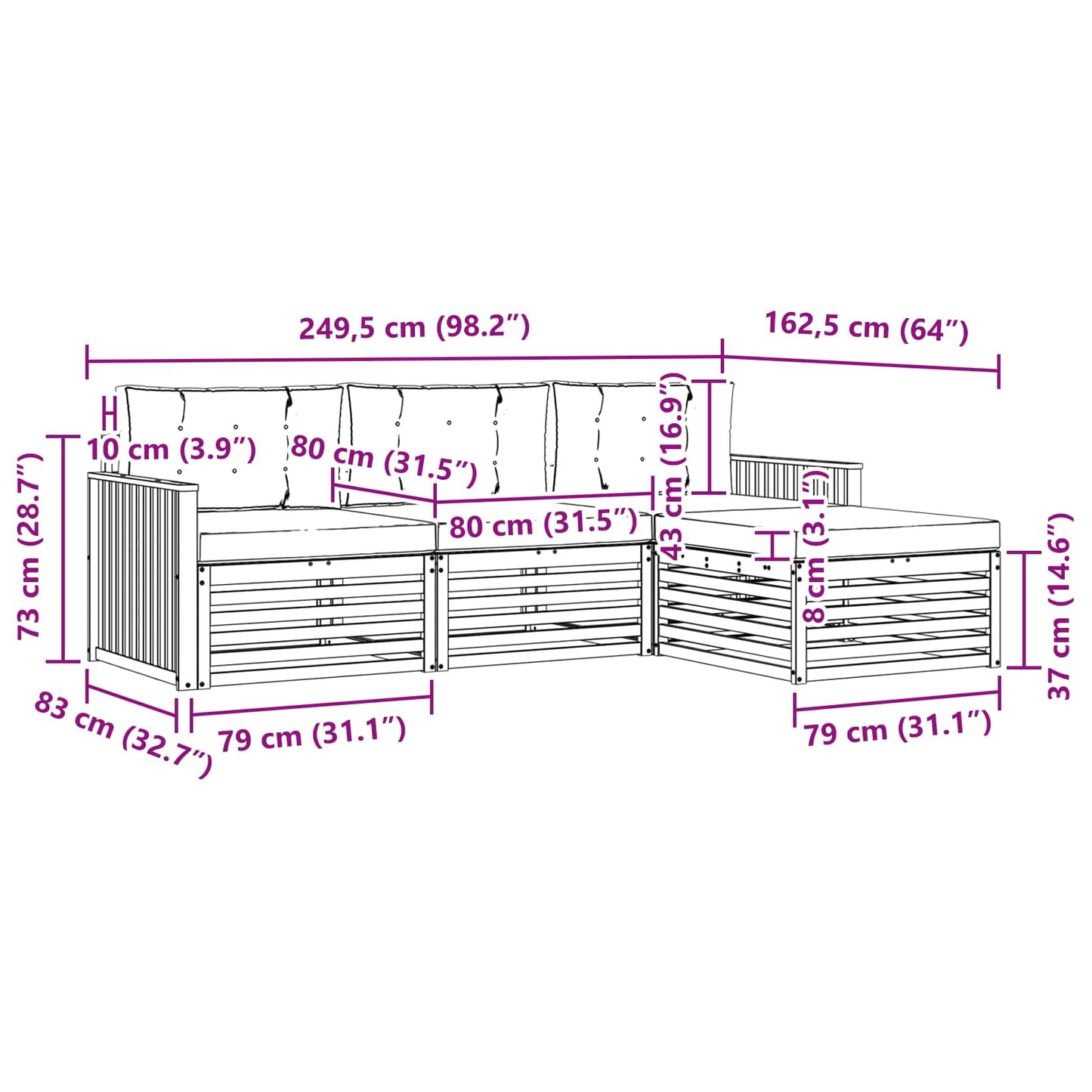 Buiten bankenset 4 pcs Wit en antracietkleurig